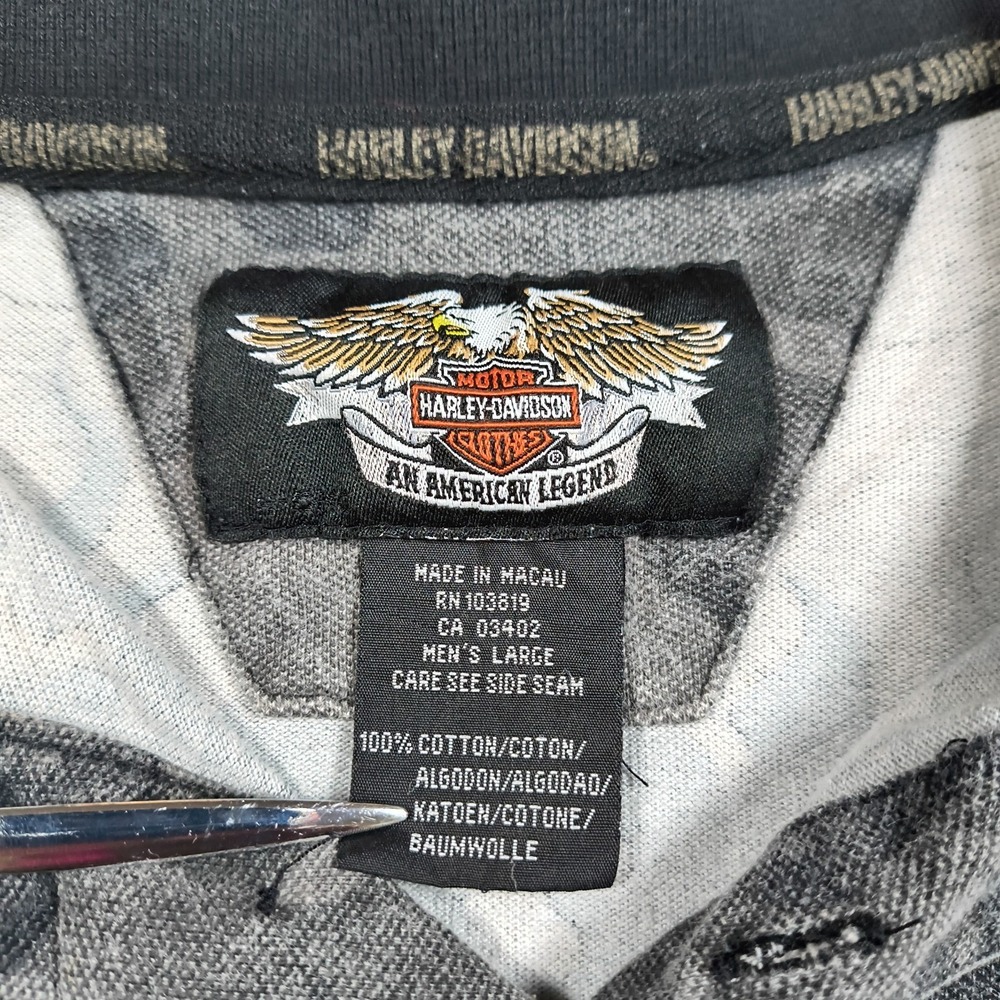Harley Davidson Polo Shirt Crop Top Womens XL Camo Customized Biker Flames Y2K - Picture 6 of 8